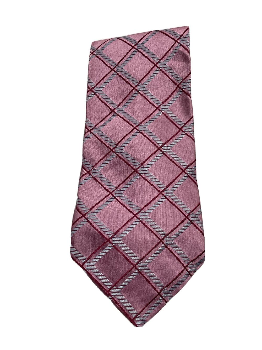 Tommy Hilfiger Mens Necktie Tie Colorful Plaid Pink Blue 59" Career